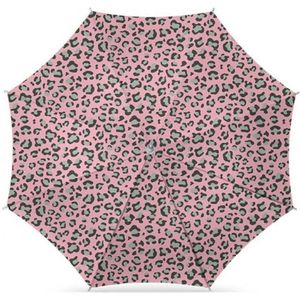 Parasol - luipaard roze print - D160 cm - UV-bescherming - incl. draagtas
