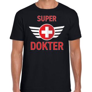 Super dokter met medisch kruis cadeau t-shirt zwart voor heren - waardering shirtjes - zorgpersoneel t-shirt