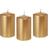 10x Gouden Cilinderkaars/Stompkaars 5 X 8 cm 18 Branduren - Geurloze Goudkleurige Kaarsen