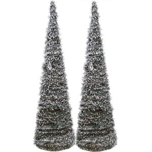 Verlichte kerstbomen/kegels - 2 stuks - 60 cm - groen - LED - warm wit