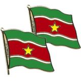 4x stuks pin speldje Vlag Suriname 20 mm - Verkleed feestartikelen