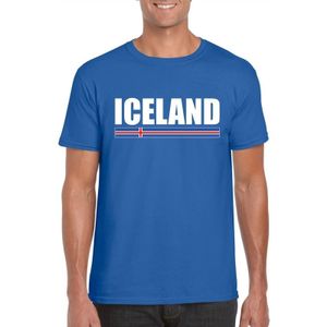 Blauw IJsland supporter t-shirt voor heren - IJslandse vlag shirts