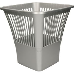 Plasticforte Afvalbak/vuilnisbak/kantoor prullenbak - plastic - zilvergrijs - 30 cm