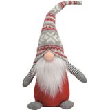 Pluche gnome/dwerg decoratie pop/knuffel rood/grijs mannetje 45 cm - Kerstgnomes/kerstdwergen/kerstkabouters