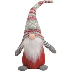 Pluche gnome/dwerg decoratie pop/knuffel rood/grijs mannetje 45 cm - Kerstgnomes/kerstdwergen/kerstkabouters