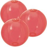 6x stuks opblaasbare strandballen plastic transparant rood 28 cm - Strand buiten zwembad speelgoed