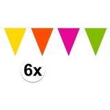 6x Gekleurde vlaggenlijn van plastic 10 meter
