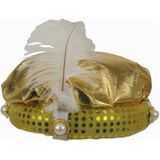 Sultan hoed goudkleurig met pluim
