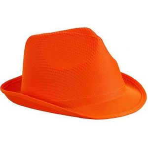 Trilby feesthoedje oranje voor volwassenen - Carnaval party verkleed hoeden