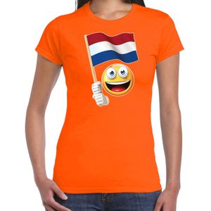 Emoticon Holland / Nederland landen t-shirt - oranje - dames - EK / WK / Olympische spelen outfit / kleding