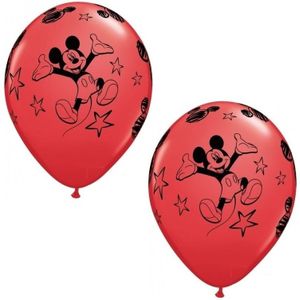 12x stuks Mickey Mouse thema party ballonnen - Kinderfeestjes feestartikelen versieringen