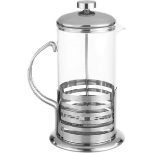 French press koffie/thee maker/cafetiere glas/RVS 1liter - Cafetiere - Koffiemaker - French press