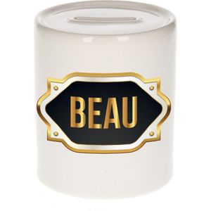 Beau naam cadeau spaarpot met gouden embleem - kado verjaardag/ vaderdag/ pensioen/ geslaagd/ bedankt