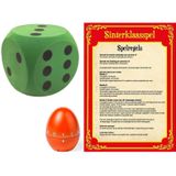 Sinterklaasavond cadeautjes spel met groene dobbelsteen en timer - Speelduur 1-2 uur - Geschikt voor 3-8 spelers