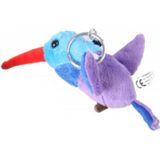 Set van 2x stuks blauwe pluche knuffel kolibrie vogel sleutelhanger 12 cm - Dieren cadeau knuffels/knuffeltjes voor kinderen