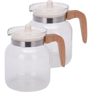 Excellent Houseware set van 2x stuks borosilicaat glazen theepot met infuser / theefilter van 1.5 liter