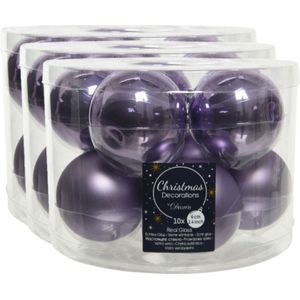 40x stuks kerstballen heide lila paars van glas 6 cm - mat/glans - Kerstboomversiering