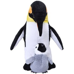Pluche keizerspinguin met jong knuffel 38 cm - Wilde dieren knuffels - Speelgoed voor kinderen