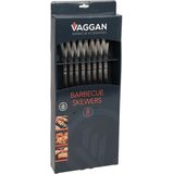 Vaggan BBQ spiezen - 16x stuks - RVS - 41 cm - vleespennen voor vlees - barbecue accessoires