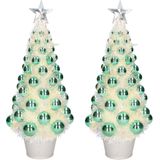 2x stuks complete kunstkerstbomen met lichtjes en ballen groen - Kerstversiering - Kerstbomen - Kerstaccessoires - Kerstverlichting