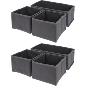 Kast opberg/opruim manden 6-delig donkergrijs 28 x 14 x 11 cm - Opbergen/opruimen