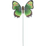 Vlinder steker - 1x stuks - groen - kunststof/metaal - 15 x 60 cm