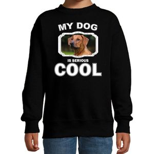 Rhodesische pronkrug honden trui / sweater my dog is serious cool zwart - kinderen - Pronkruggen liefhebber cadeau sweaters - kinderkleding / kleding