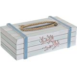 Tissuedoos/tissuebox wit rechthoekig van hout 22 x 14 x 8 cm - Tissueboxen