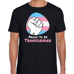 T-shirt proud to be transgender - Pride vlag vuist shirt - zwart - heren - LHBT - Gay pride kleding / outfit