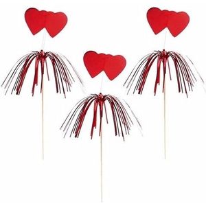 300x stuks hartjes cocktailprikkers van 22 cm - Bruiloft of Valentijn liefde feest thema artikelen
