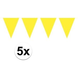 5 stuks Vlaggenlijnen/slingers XXL geel 10 meter