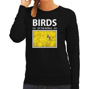 Dieren foto sweater Blauwborst vogel - zwart - dames - birds of the world - cadeau trui vogel liefhebber