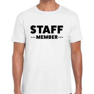 Staff member tekst t-shirt wit heren - evenementen personeel / crew shirt