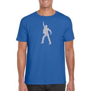 Zilveren disco t-shirt / kleding - blauw - voor heren - muziek shirts / discothema / 70s / 80s / outfit
