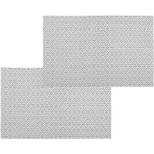 Set van 6x stuks placemats grafische print wit - texaline - 45 x 30 cm - Onderleggers