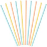 Partydeco Drinkrietjes - papier - 50x - multi kleuren pastel - 19,5 cm - rietjes