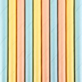 Partydeco Drinkrietjes - papier - 50x - multi kleuren pastel - 19,5 cm - rietjes