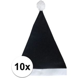 10x Zwarte voordelige kerstmuts voor volwassenen