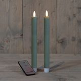 Anna's Collection LED dinerkaarsen - 4x - jade groen - 23 cm - met afstandsbediening