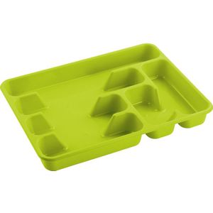 Bestekbak/bestekhouders 6-vaks lime groen - 40 x 30 x 5 cm - Keuken opberg accessoires