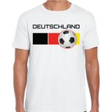 Deutschland / Duitsland voetbal / landen t-shirt met voetbal en Duitse vlag - wit - heren -  Duitsland landen shirt / kleding - EK / WK / Voetbal shirts