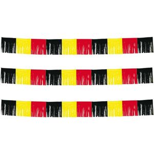 Set van 3x stuks Duitsland/Belgie versiering franje slingers 10 meter - rood-geel-zwart - Feestartikelen/versiering