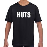 HUTS tekst t-shirt zwart kids -  feest shirt HUTS voor kids
