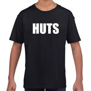 HUTS tekst t-shirt zwart kids -  feest shirt HUTS voor kids