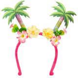 Boland Carnaval verkleed Tiara/diadeem - 2x - Palmbomen en bloemen - dames - Tropische Hawaii thema