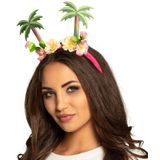 Boland Carnaval verkleed Tiara/diadeem - 2x - Palmbomen en bloemen - dames - Tropische Hawaii thema