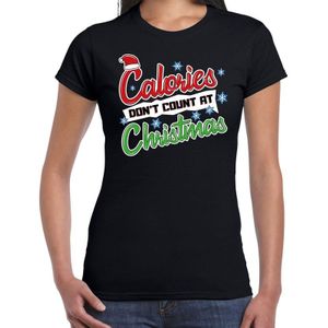 Fout kerstshirt / t-shirt - Calories dont count at Christmas - zwart voor dames - kerstkleding / christmas outfit