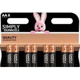 Set van 16x Duracell AA Simply batterijen 1.5 V - alkaline - LR6 MN1500 - Batterijen pack