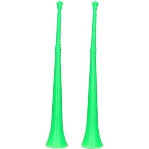 2x stuks groene vuvuzela grote blaastoeter 48 cm - feesttoeter voor supporters
