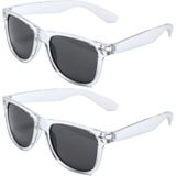 Set van 8x stuks transparante retro model zonnebril UV400 bescherming dames/heren - Party zonnebrillen
